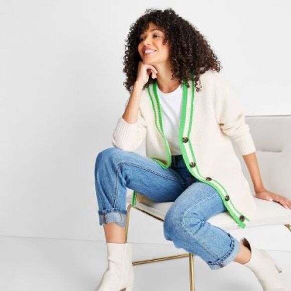 Varsity Cardigan - Future Collective with Kahlana Barfield Brown C32 - Picture 1 of 8